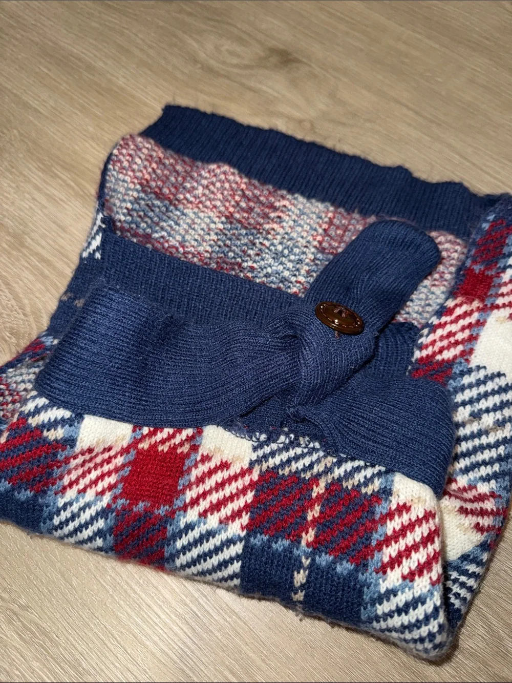 Dog Navy, Red & White Plaid Knit Sweater